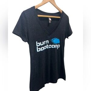 Burn Boot Camp Women’s V-Neck Athletic Graphic Short Sleeve Workout Top Size M